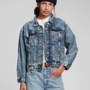 GAP Teen Medium Wash Oversized Denim Jacket